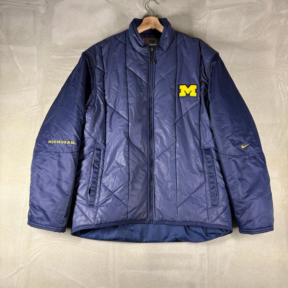 Nike Team Michigan Wolverines Navy Quilted Sideline Jacket Men’s Medium NCAA